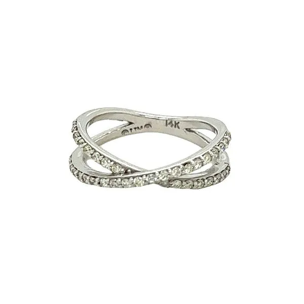 14K White Gold Round Diamond Crossed Double Ring Jo & Co. Jewelers Hardy, VA
