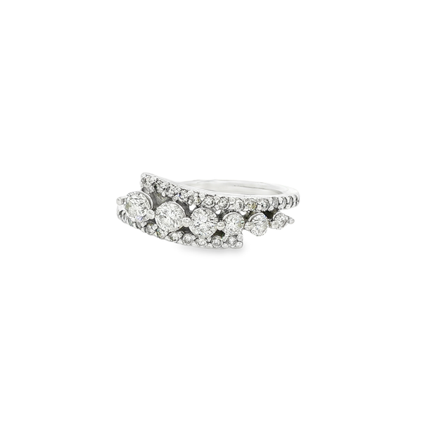 14K White Gold 0.98ctw Round Diamond Graduated Double-Rail Bypass Ring – Size 7 Jo & Co. Jewelers Hardy, VA