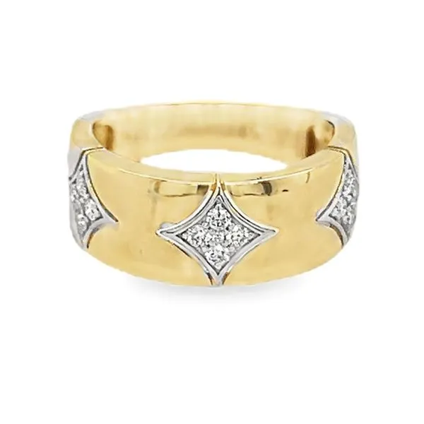 14K Yellow and White Gold Round Diamond Triple Star Burst Cluster Ring Jo & Co. Jewelers Hardy, VA