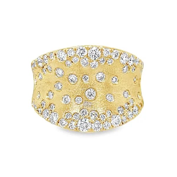 14K Yellow Gold Round Flush & Prong Set Diamond Satin Saddle Ring Jo & Co. Jewelers Hardy, VA