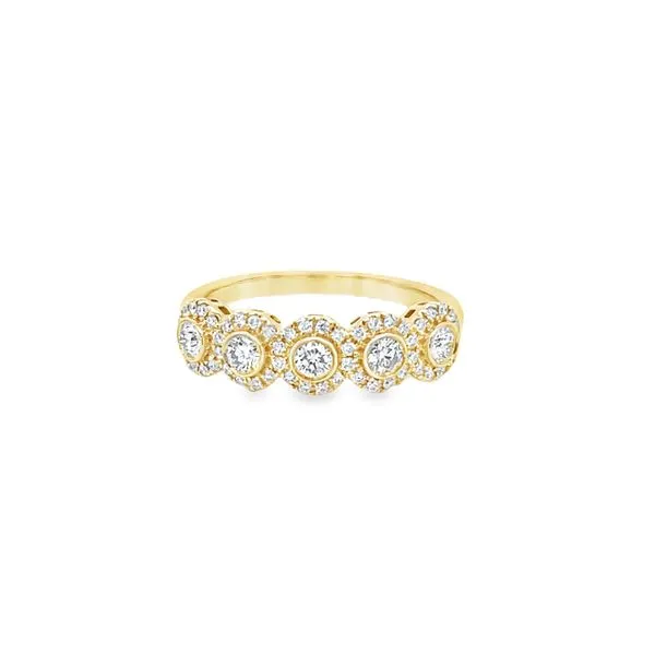 14K Yellow Gold Round Diamond 5 Stone Halo Ring Jo & Co. Jewelers Hardy, VA