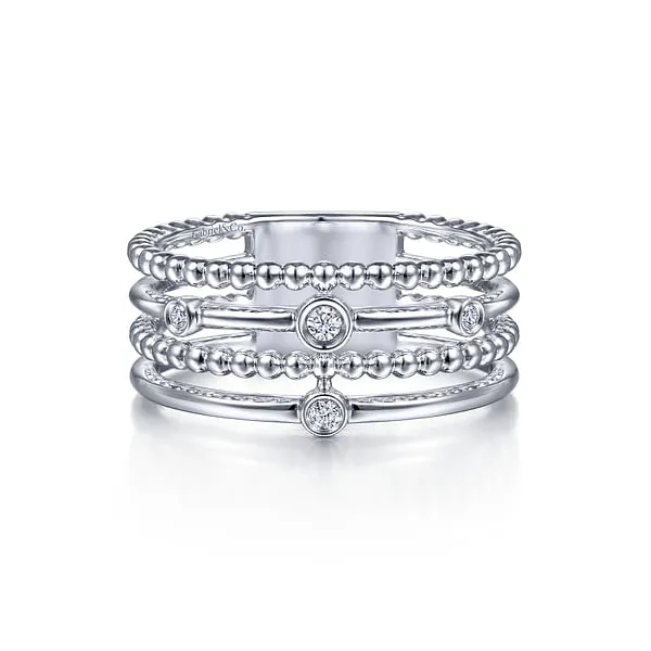 Gabriel Sterling Silver Bezel Set Round Diamond Bujukan 4-Strand Ring Jo & Co. Jewelers Hardy, VA