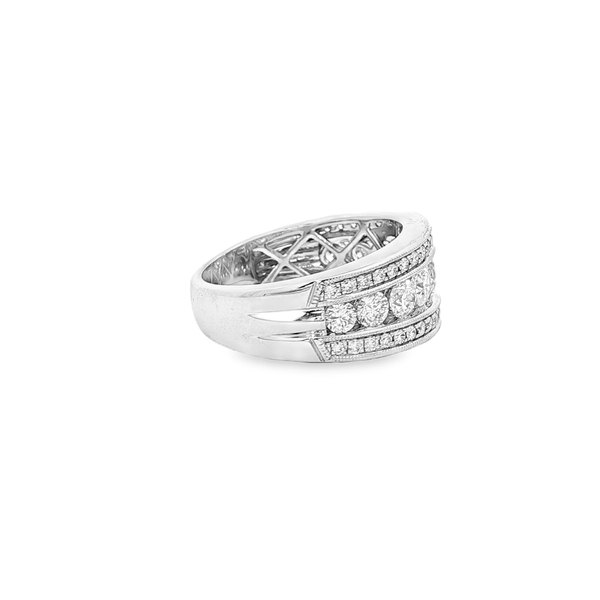 14K White Gold 1.50ctw Round Diamond 3-Row Tapered Ring Image 2 Jo & Co. Jewelers Hardy, VA