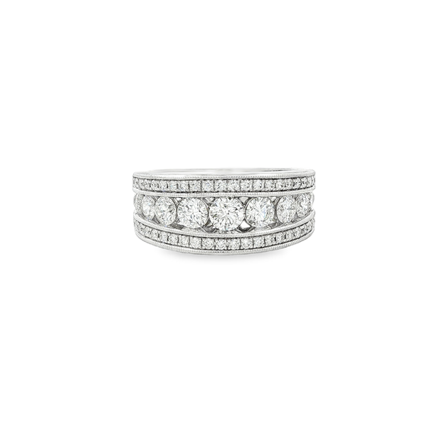 14K White Gold 1.50ctw Round Diamond 3-Row Tapered Ring Jo & Co. Jewelers Hardy, VA