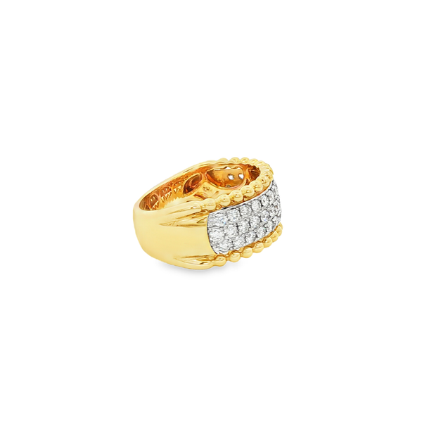 14K Yellow & White 1.00 CTW Round Diamond Pave Beaded Rail Ring Image 2 Jo & Co. Jewelers Hardy, VA