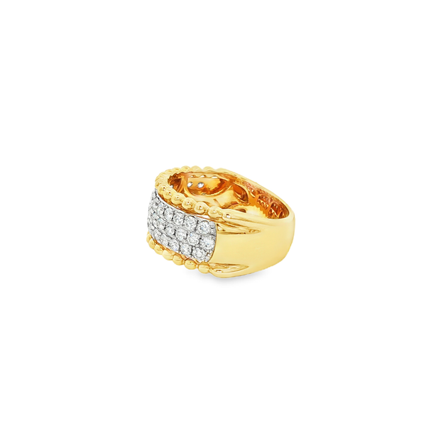 14K Yellow & White 1.00 CTW Round Diamond Pave Beaded Rail Ring Image 4 Jo & Co. Jewelers Hardy, VA