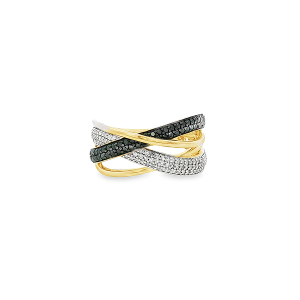 14K Yellow & White Gold Black and White Diamond Crossover Ring – .63ctw Jo & Co. Jewelers Hardy, VA