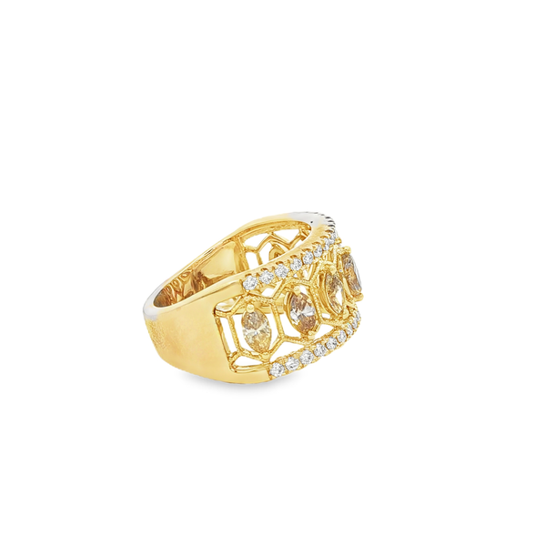 10K Yellow Gold Brown & White Diamond Marquise Band Ring – 1.36ctw Image 2 Jo & Co. Jewelers Hardy, VA