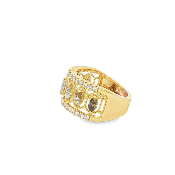 10K Yellow Gold Brown & White Diamond Marquise Band Ring – 1.36ctw Image 4 Jo & Co. Jewelers Hardy, VA