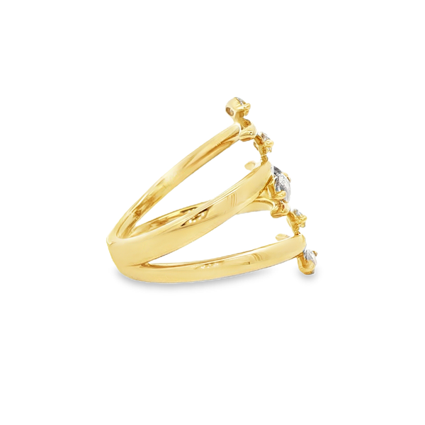 10K Yellow Gold 1.02ctw Champagne Marquise Diamond Multi-Row Bypass Ring – Size 7 Image 2 Jo & Co. Jewelers Hardy, VA