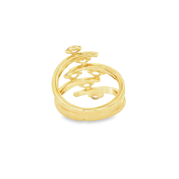 10K Yellow Gold 1.02ctw Champagne Marquise Diamond Multi-Row Bypass Ring – Size 7 Image 3 Jo & Co. Jewelers Hardy, VA