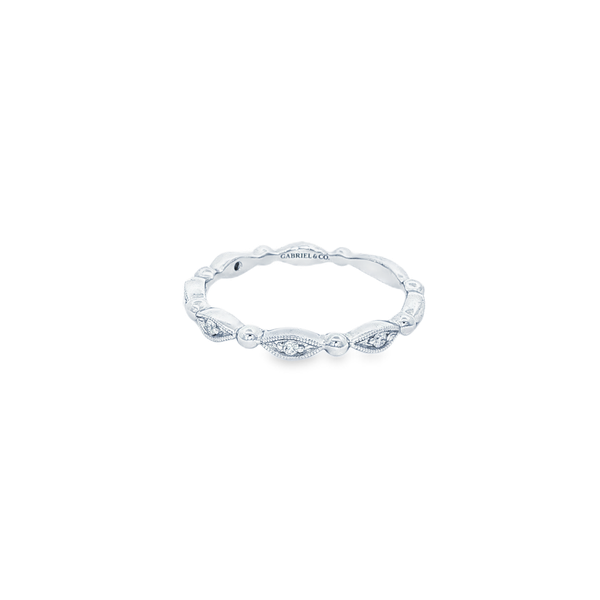 Gabriel & Co. 14K White Gold Bujukan Marquise Station Stackable Ring with .05 Ct Diamonds Jo & Co. Jewelers Hardy, VA