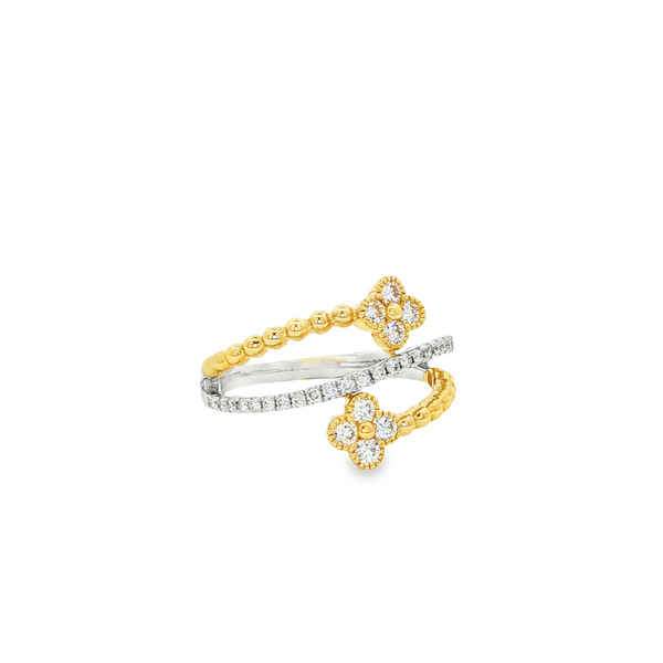 Platinum & 14K Yellow Gold Diamond Clover Bypass Ring with .42tw Round Diamonds Image 2 Jo & Co. Jewelers Hardy, VA