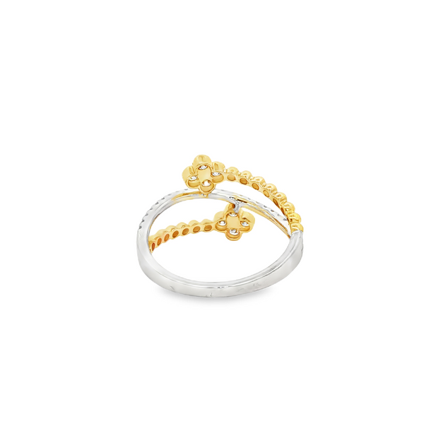 Platinum & 14K Yellow Gold Diamond Clover Bypass Ring with .42tw Round Diamonds Image 3 Jo & Co. Jewelers Hardy, VA