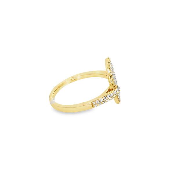 14K Yellow Gold .70tw Pavé Round Diamond Disc Ring Image 2 Jo & Co. Jewelers Hardy, VA
