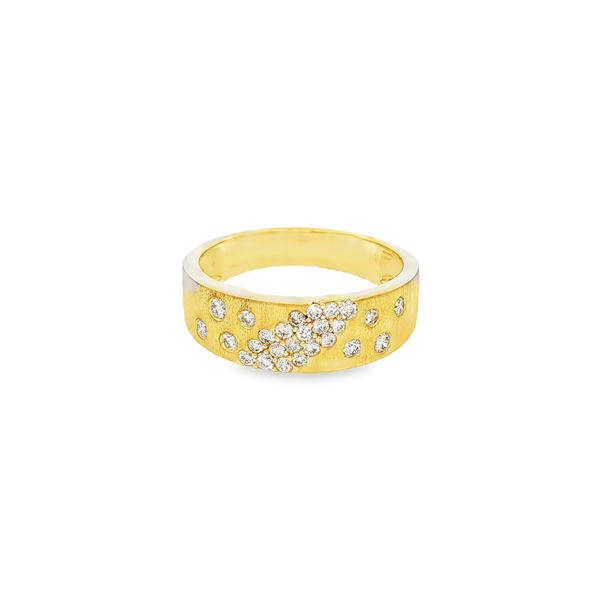 14K Yellow Gold .37 CTW Diamond Satin Cluster Ring Jo & Co. Jewelers Hardy, VA