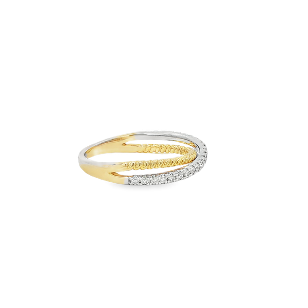 14K Yellow & White Gold .25ctw Round Diamond Twisted Crossover Ring Image 2 Jo & Co. Jewelers Hardy, VA
