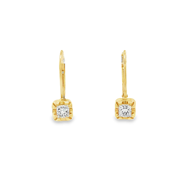 14K Yellow Gold Princess Diamond Leverback Earrings – .49ctw Jo & Co. Jewelers Hardy, VA