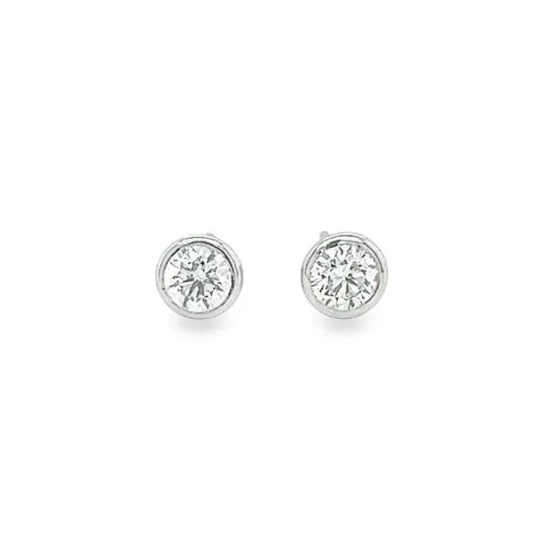 14K White Gold Round .50tw Bezel Set Diamond Studs Jo & Co. Jewelers Hardy, VA