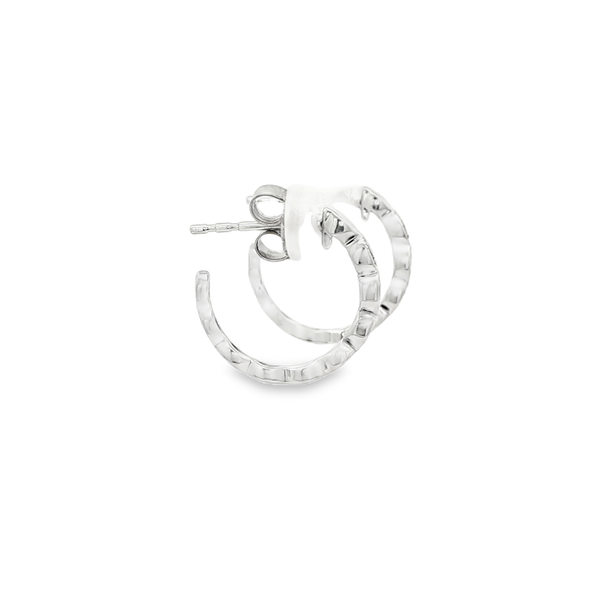 14K White Gold Diamond Milgrain Hoop Earrings .05ctw Image 2 Jo & Co. Jewelers Hardy, VA