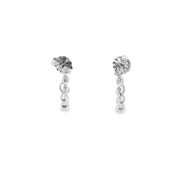 14K White Gold Diamond Milgrain Hoop Earrings .05ctw Image 3 Jo & Co. Jewelers Hardy, VA
