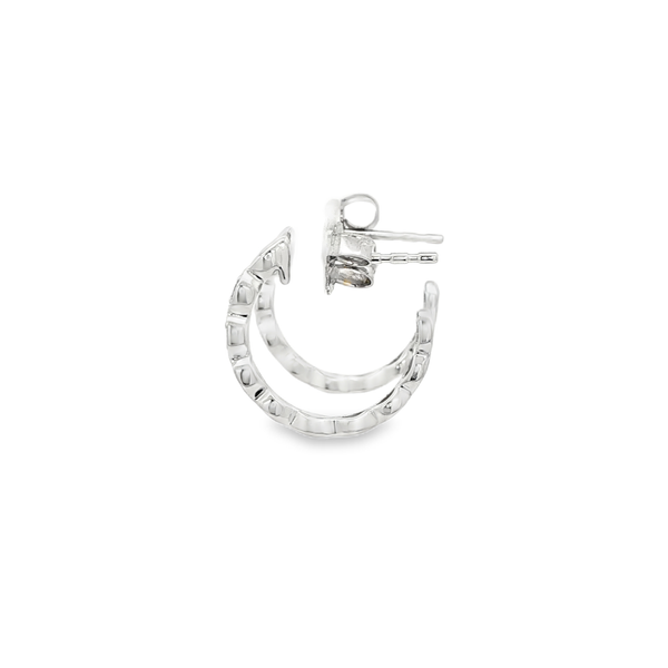 14K White Gold Diamond Milgrain Hoop Earrings .05ctw Image 4 Jo & Co. Jewelers Hardy, VA