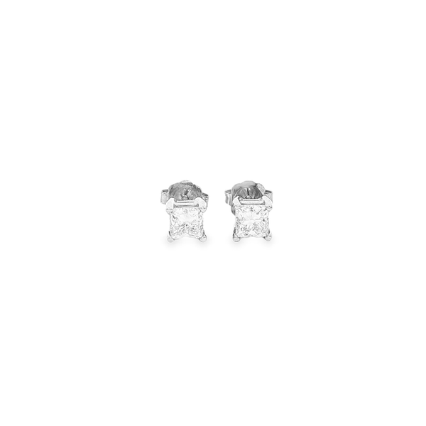 14K White Gold .73ctw Princess-Cut Diamond Stud Earrings Jo & Co. Jewelers Hardy, VA