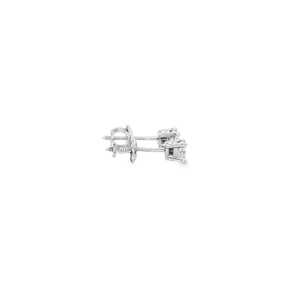 14K White Gold .33ctw Princess-Cut Diamond Screwback Stud Earrings Image 2 Jo & Co. Jewelers Hardy, VA