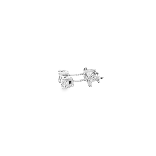 14K White Gold .33ctw Princess-Cut Diamond Screwback Stud Earrings Image 4 Jo & Co. Jewelers Hardy, VA