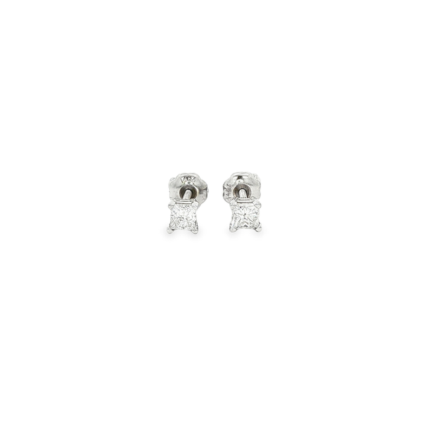 14K White Gold .33ctw Princess-Cut Diamond Screwback Stud Earrings Jo & Co. Jewelers Hardy, VA