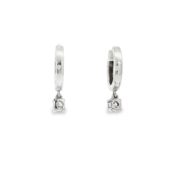 14K White Gold .42ctw Round Diamond Dangle Hinged Hoop Earrings Image 3 Jo & Co. Jewelers Hardy, VA
