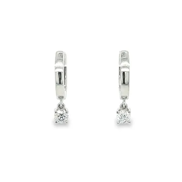 14K White Gold Round Diamond Dangle Hoop Earrings Jo & Co. Jewelers Hardy, VA