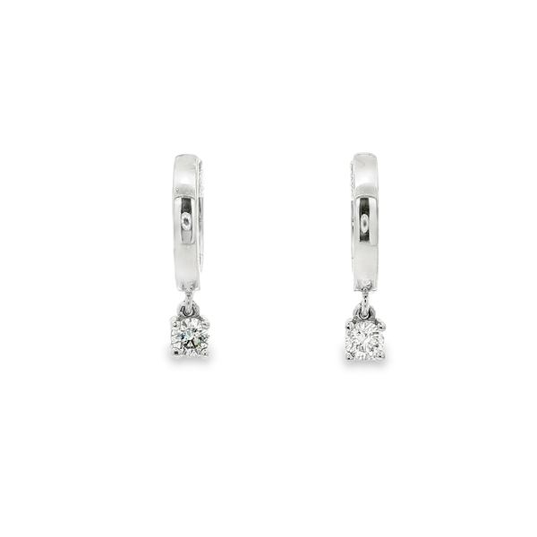 14K White Gold .42ctw Round Diamond Dangle Hinged Hoop Earrings Jo & Co. Jewelers Hardy, VA