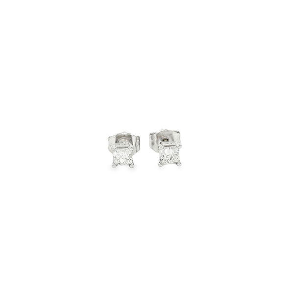 14K White Gold 1/3ctw Princess-Cut Diamond Stud Earrings Jo & Co. Jewelers Hardy, VA
