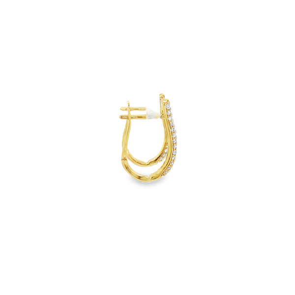 14K Yellow Gold .29ctw Round Pavé Diamond Oblong Hinged Hoop Earrings Image 2 Jo & Co. Jewelers Hardy, VA