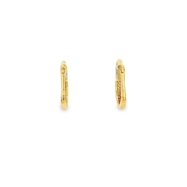 14K Yellow Gold .29ctw Round Pavé Diamond Oblong Hinged Hoop Earrings Image 3 Jo & Co. Jewelers Hardy, VA