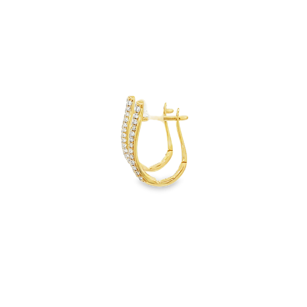 14K Yellow Gold .29ctw Round Pavé Diamond Oblong Hinged Hoop Earrings Image 4 Jo & Co. Jewelers Hardy, VA