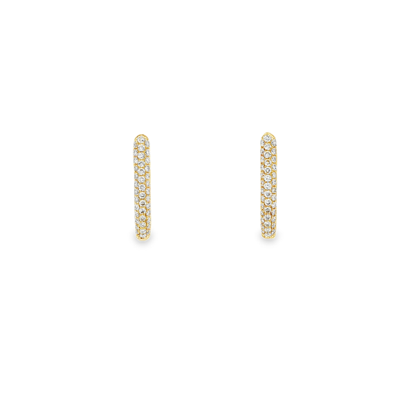14K Yellow Gold .29ctw Round Pavé Diamond Oblong Hinged Hoop Earrings Jo & Co. Jewelers Hardy, VA