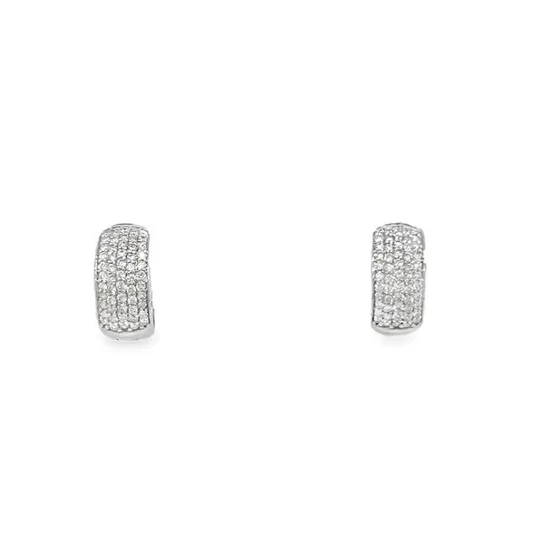 14K White Gold Wide Pave Diamond Hoops Jo & Co. Jewelers Hardy, VA