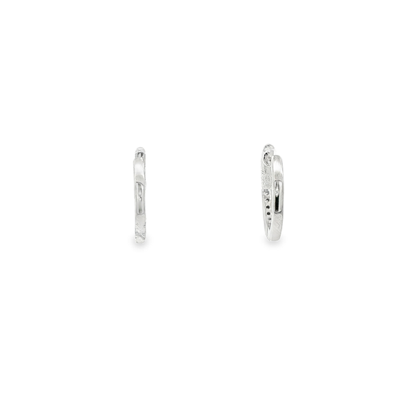 14K White Gold .10ctw Round Diamond Hinged Hoop Earrings Image 3 Jo & Co. Jewelers Hardy, VA