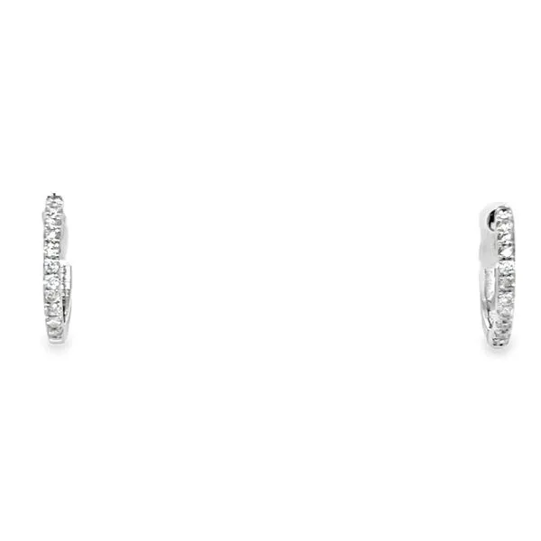 14K White Gold Round Diamond Hinged Hoop Earrings Jo & Co. Jewelers Hardy, VA