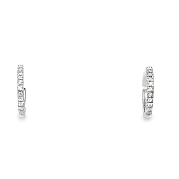 14K White Gold Round Diamond Hinged Hoop Earrings Jo & Co. Jewelers Hardy, VA