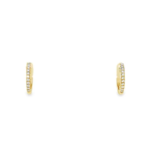14K Yellow Gold Round Diamond Hinged Hoop Earrings Jo & Co. Jewelers Hardy, VA