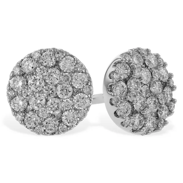14K White Gold Round .50tw Diamond Pave Stud Earrings Jo & Co. Jewelers Hardy, VA
