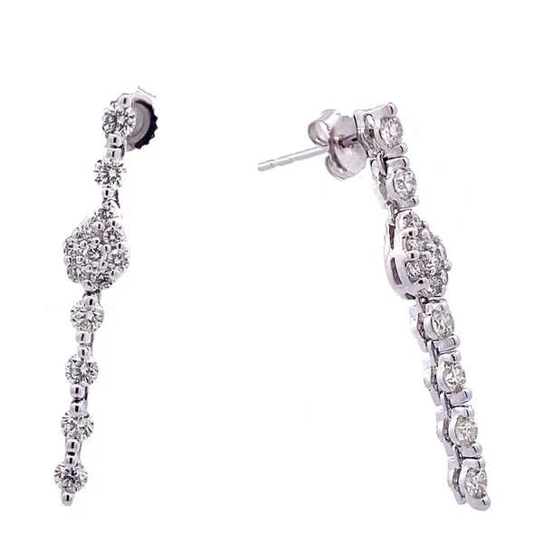 14K White Gold Round Diamond Cluster Drop Earrings Jo & Co. Jewelers Hardy, VA