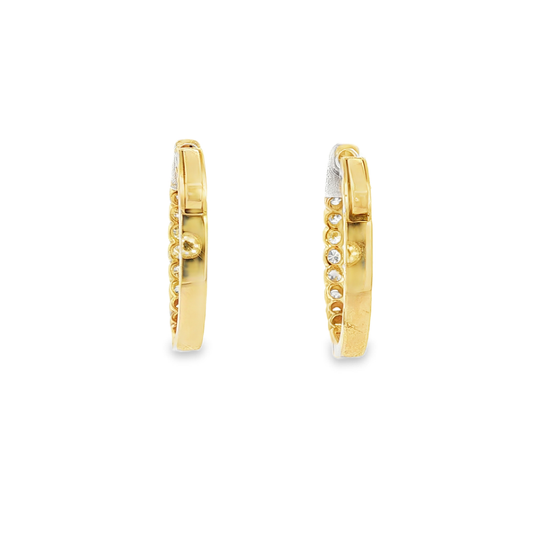 14K Yellow Gold .60ctw Round Diamond Locking Hoop Earrings Image 3 Jo & Co. Jewelers Hardy, VA