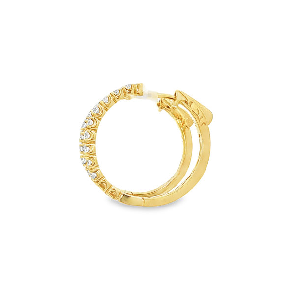 14K Yellow Gold .60ctw Round Diamond Locking Hoop Earrings Image 4 Jo & Co. Jewelers Hardy, VA