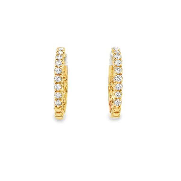 14K Yellow Gold .60ctw Round Diamond Locking Hoop Earrings Jo & Co. Jewelers Hardy, VA