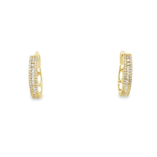 14K Yellow Gold Diamond Oblong Huggie Hoop Earrings Jo & Co. Jewelers Hardy, VA