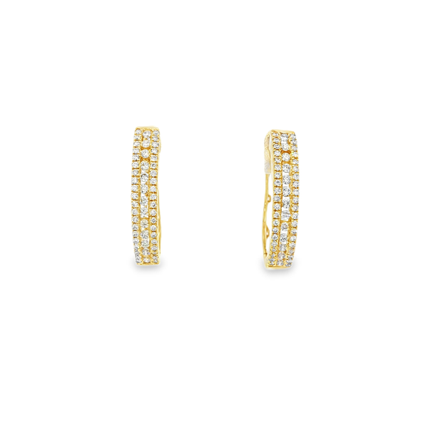 14K Yellow Gold .50ctw Round Diamond Oblong Huggie Hoop Earrings Jo & Co. Jewelers Hardy, VA